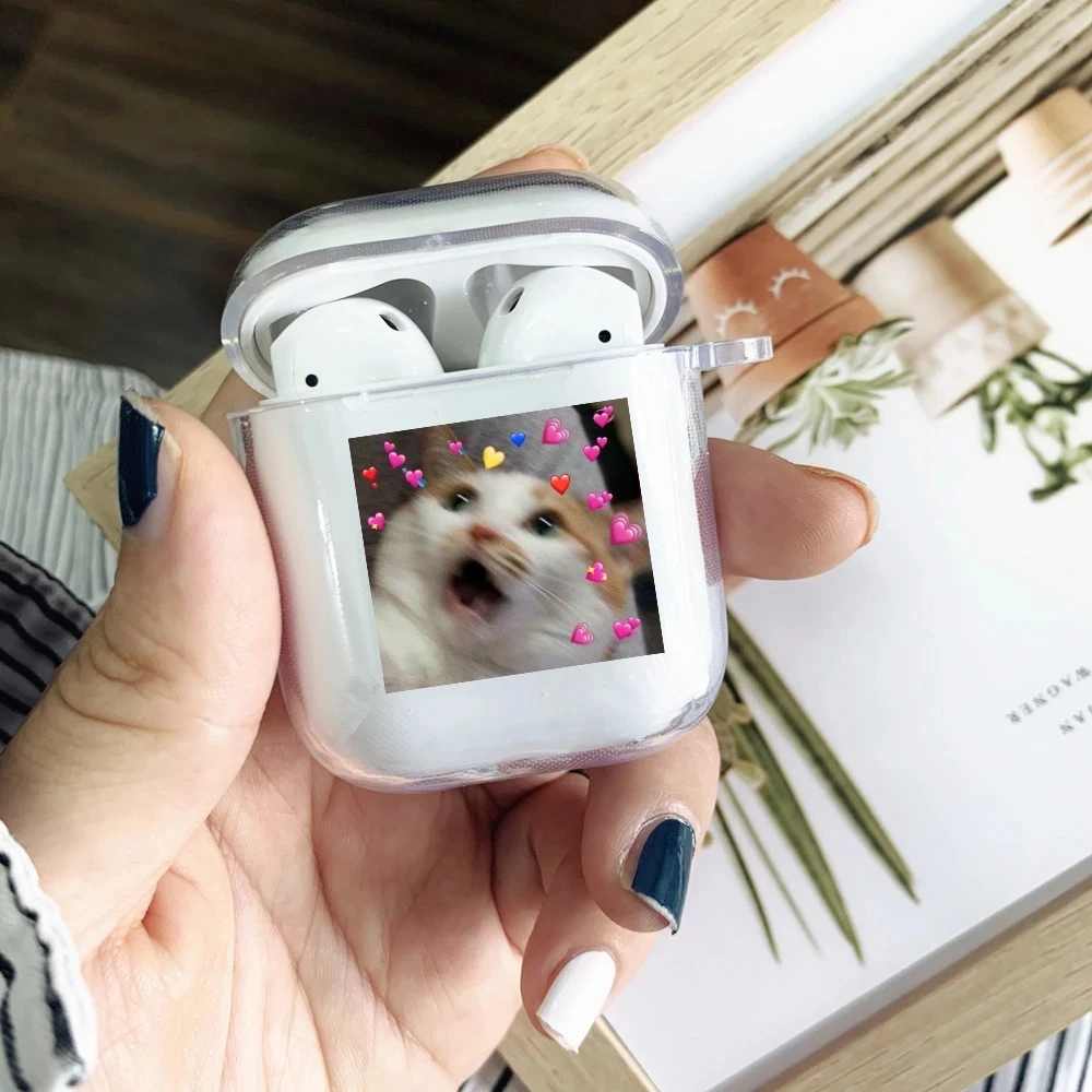 Silicone MEMES case for Apple Airpods 1 2 Case Transparent Soft Cover for Air Pod Dogs meme Case protective Airpods Cover Fundas