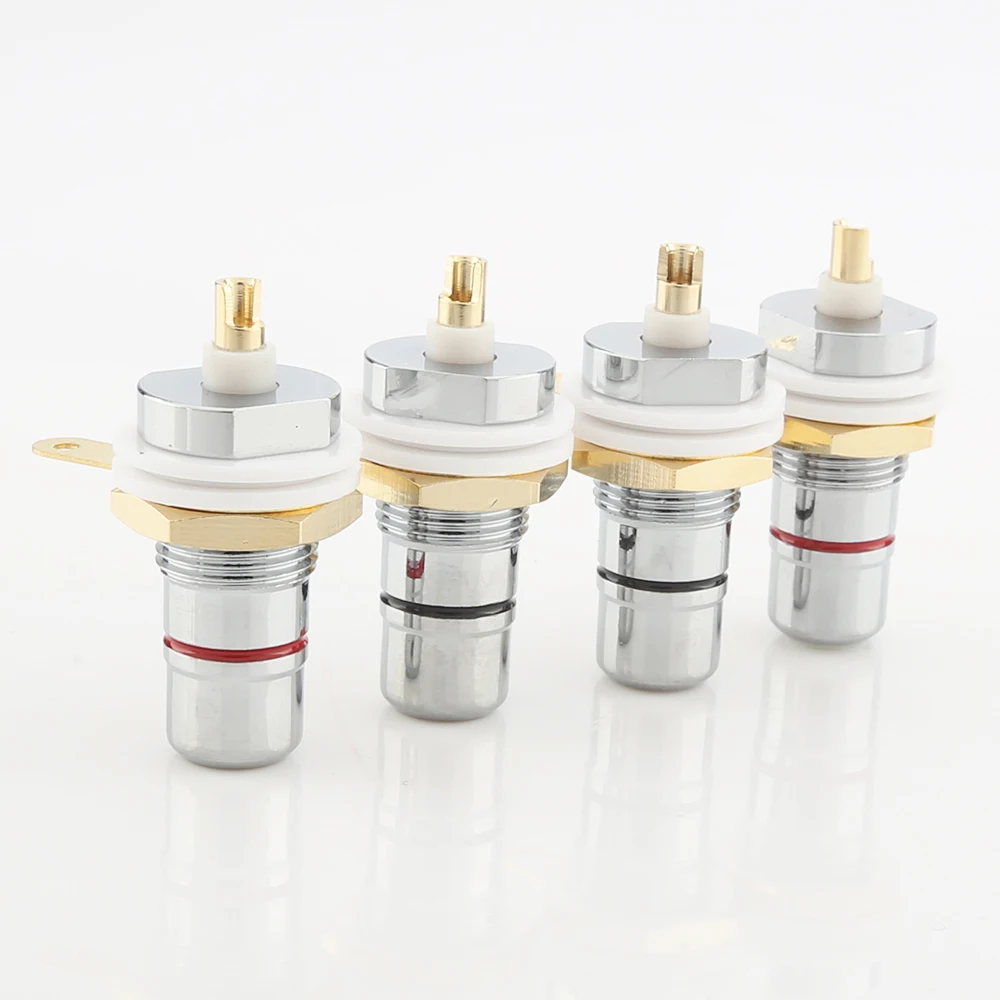 HiFi Audio 8Pcs Rhodium Gold Plated RCA Socket Phono Chassis Female for Amp