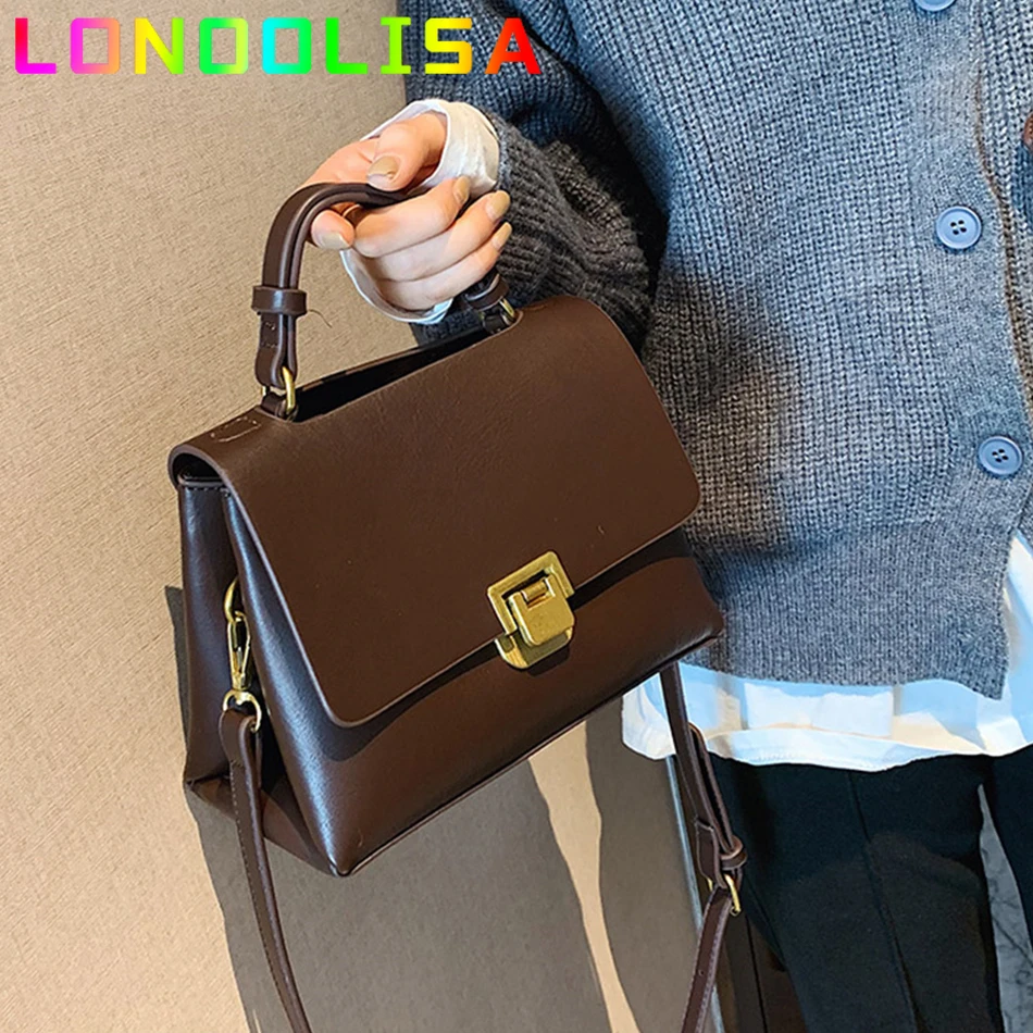 Vintage Pure Color Tote Bag 2024 Fashion New Quality PU Leather Women\'s Designer Handbag High Capacity Shoulder Messenger Bag