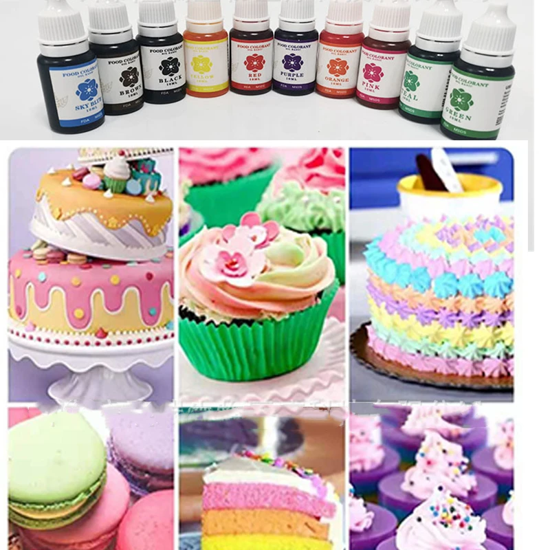 10 colors/10ml oil-soluble coloring cake candy coloring agent baking coloring pigment birthday decoration