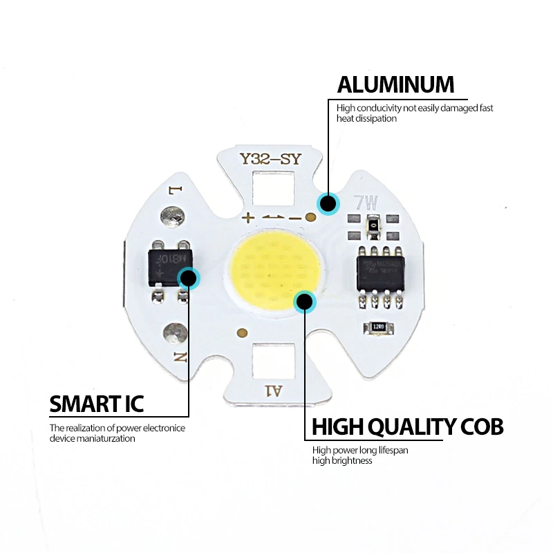 10 sztuk/partia COB LED Chip światła 220V reflektory lampa 3W 5W 7W 10W 12W lampa dla DIY reflektor nie ma potrzeby kierowcy Matrix światła — zdjęcie 4
