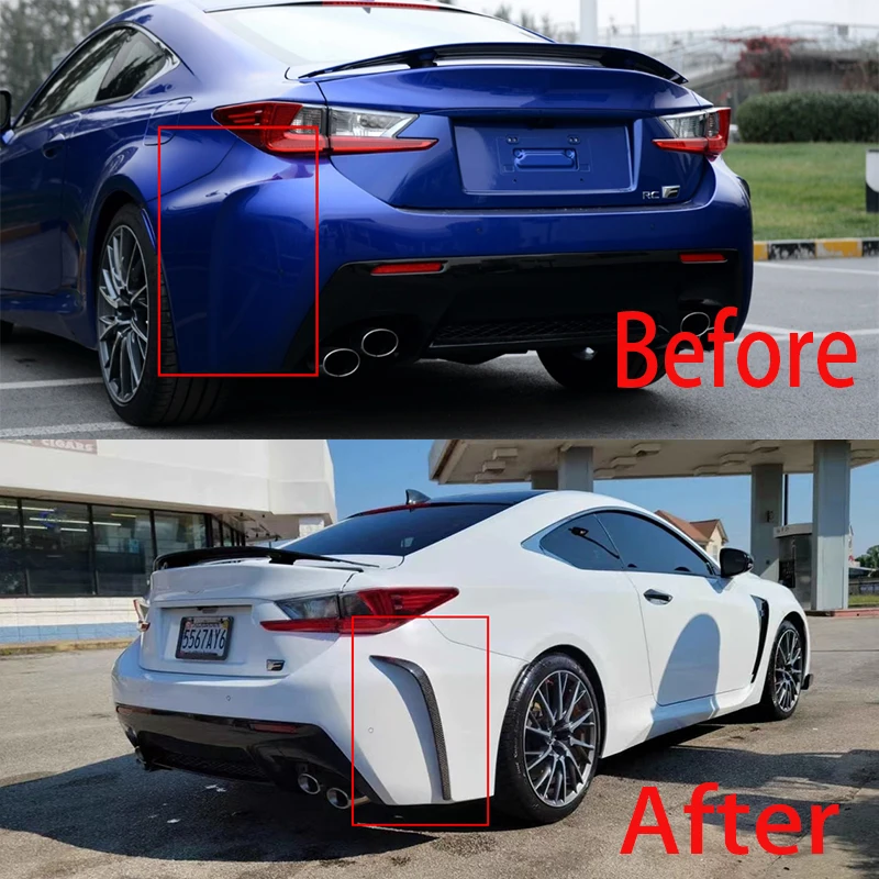 For Lexus RC F RCf USC10 ART 2014-2018 2pcs Real Carbon Fiber Rear Bumper Spoiler Air Vent Outlet Trim Cover Car Styling Decol