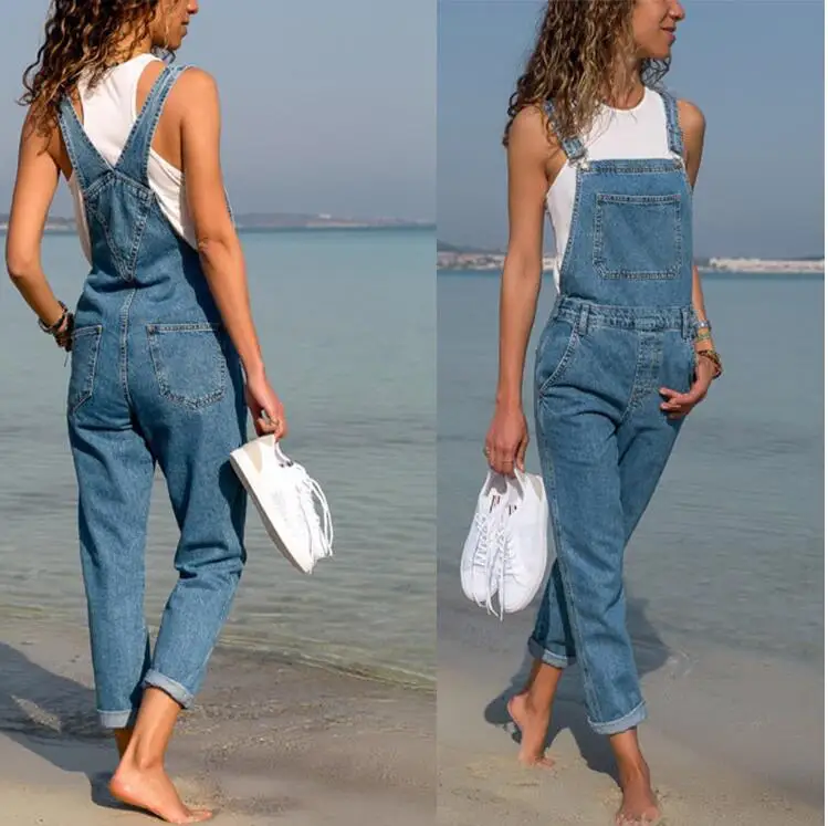 

Women's Denim Jumpsuit Women Romper Ladies Jeans Pants Woman Loose Overall Long Denim Trousers Female Jumpsuits Dungarees Jeans