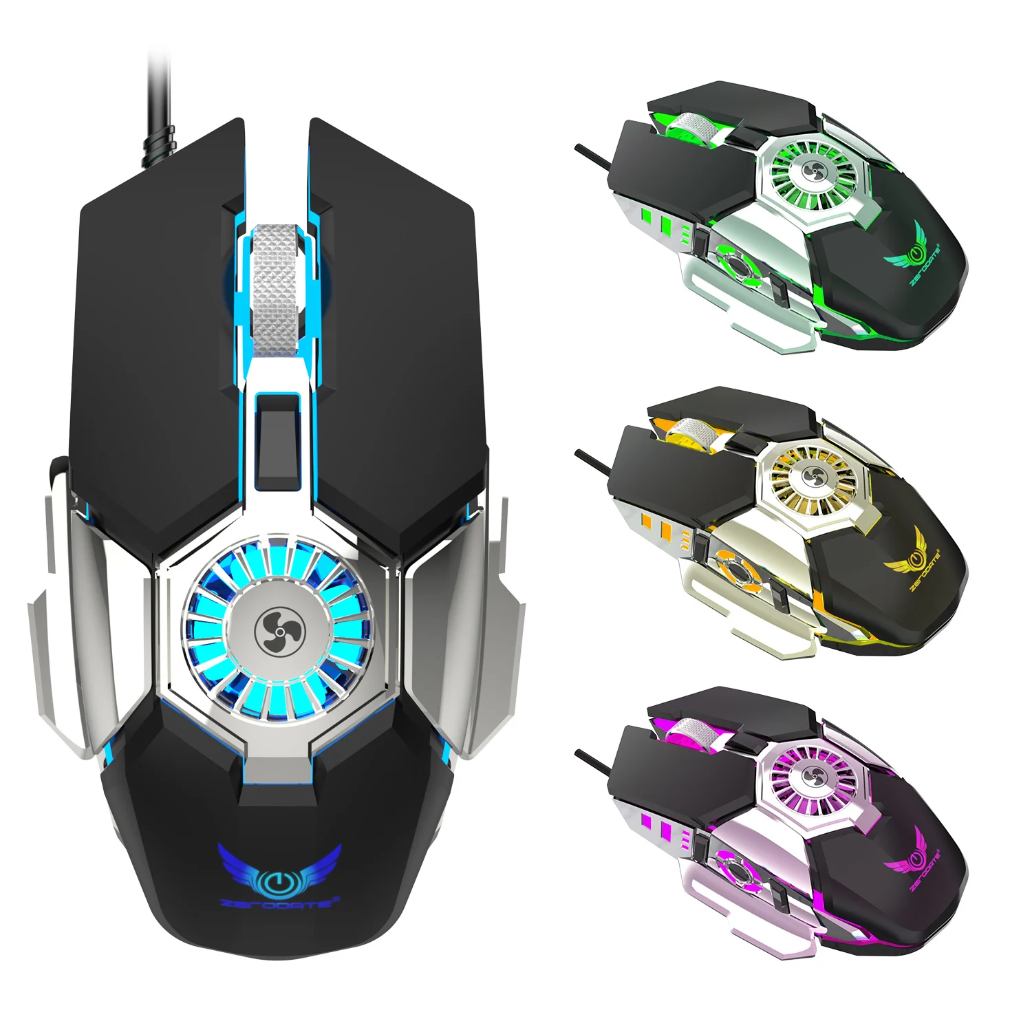 Wired Mouse Ergonomic RGB LED Light Computer Multifunction luminous Cooling Fan Gaming Mause Gamer Mice For PC Laptop