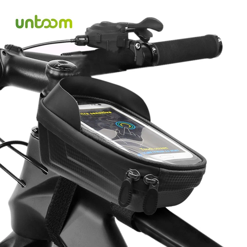 Untoom Rainproof Bicycle Bag Waterproof Frame Front Top Tube Cycling Bag 7.0 Inch Touch Screen Hard Shell Bag for MTB Road Bike