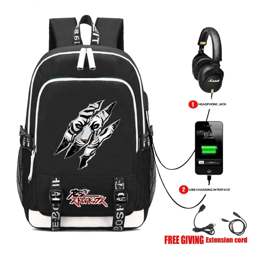 USB Charge Headphone Jack Student School Book Bag Rucksack teenagers Travel Mochila for anime Bungou Stray Dogs Backpack 4 style