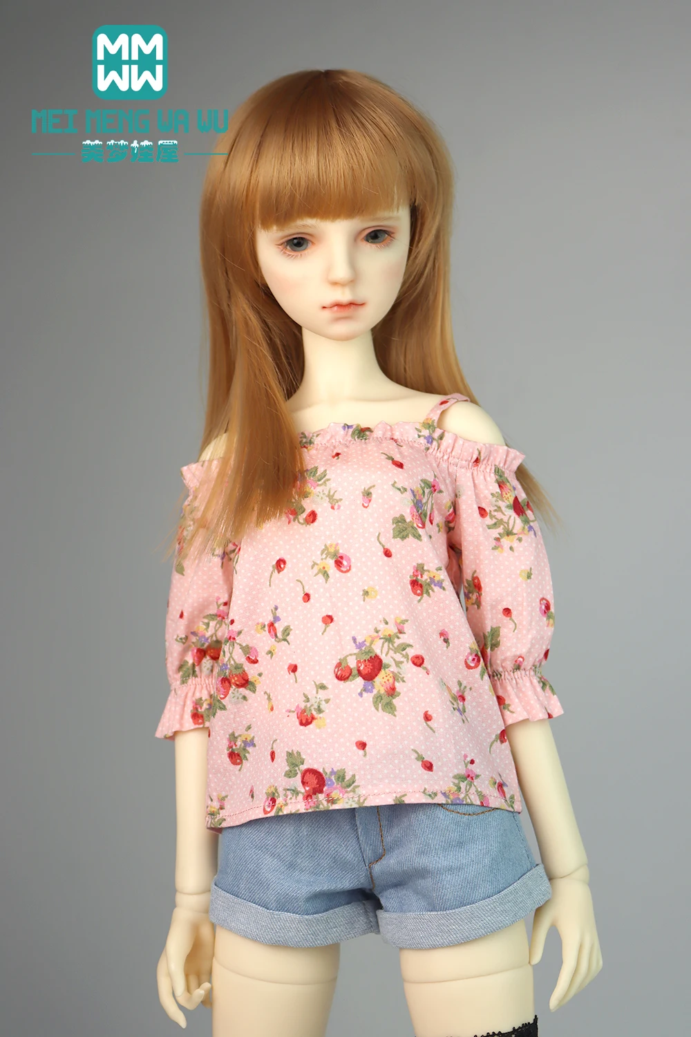 BJD Doll clothes Accessories 58-60CM 1/3 SD DD Toys Ball Jointed Doll Fashion plaid shirt, denim shorts Girl's gift