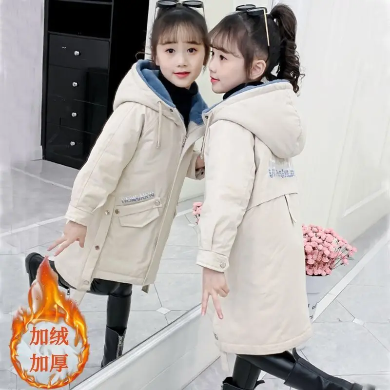 Girls Baby\'s Kids Coat Jacket Outwear 2023 Classic Thicken Warm Winter Autumn Top Cotton Teenager Fleece Children\'s Clothing