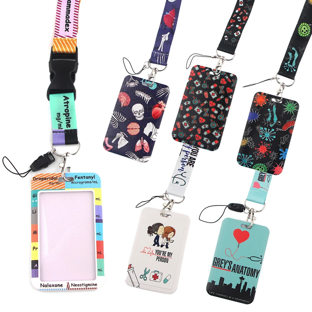 YL226 Medical Grey's Anatomy TV Show Doctor Nurse Accessories lanyards id badge holder Keychain ID Card Cover Mobile Phone Gifts