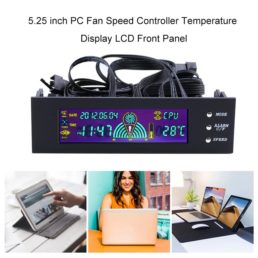 LCD Panel CPU Fan Speed Controller Temperatur Display 5,25 zoll PC Fan Speed Durable Controller Air-colded Fan Control