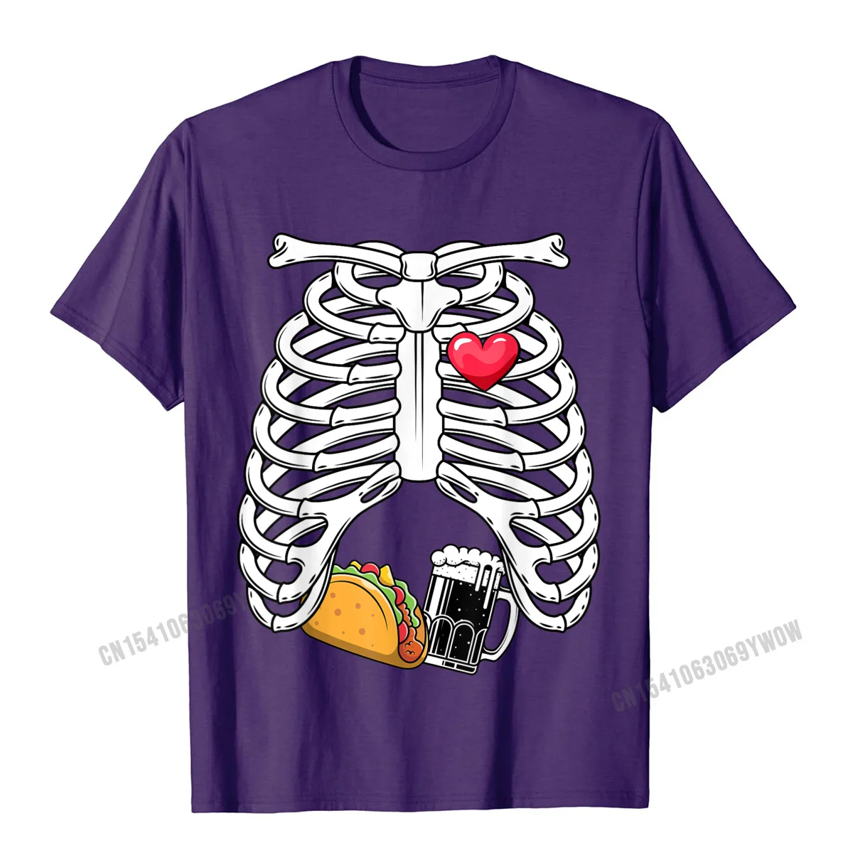 الهيكل العظمي الحمل تاكو البيرة Xray مضحك هالوين قريبا أبي تي شيرت kamas الرجال تي شيرت بلايز تيز مصمم القطن الرجال