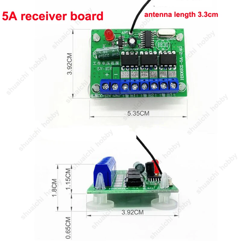 1set 6CH 2.4G Remote Controller Kit 5A DC 6V-15V Receiver Board DC 3V Transmitter 800m Radio Control for RC Toy Car Boat