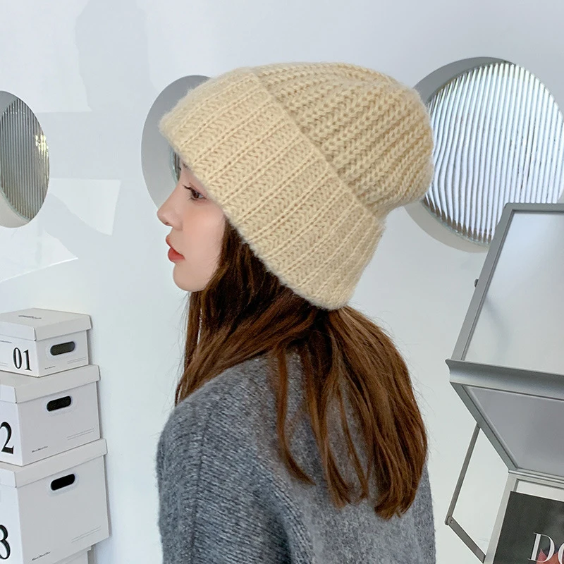 Зимние шапки для женщин, облегающие шапки, женские облегающие шапки, шапки, повседневная шапка унисекс, теплая мягкая мешковатая шапка в стиле ретро