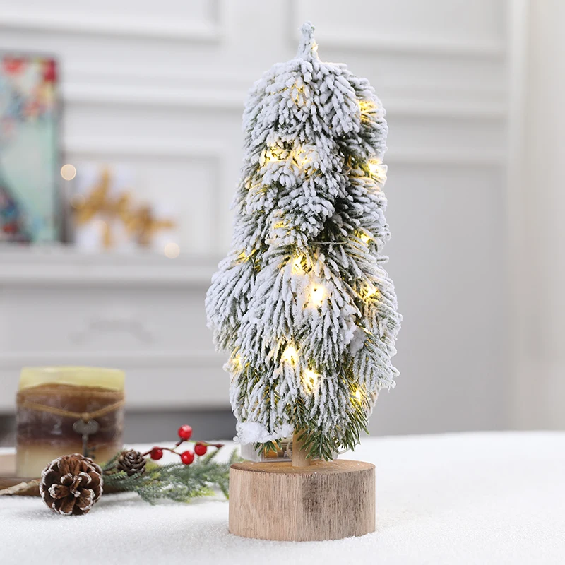 Christmas decoration scene atmosphere layout mini white luminous Christmas tree home desktop decoration small Christmas tree