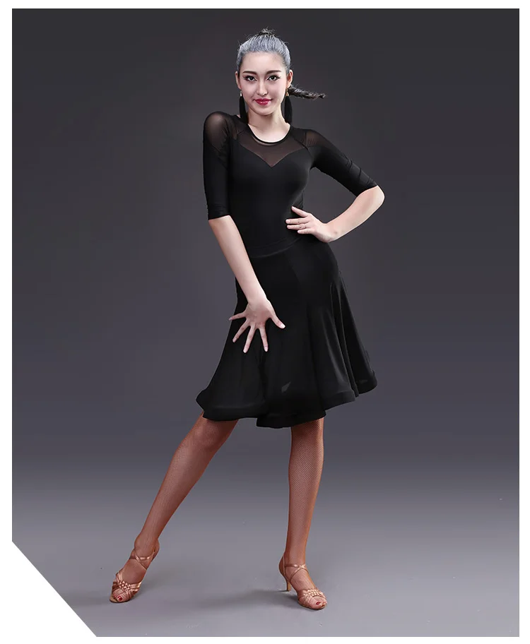 Adult Woman Latin Dance Skirt Tango Costume Sexy Rumba Samba Ballroom Dance Skirt for Women Dancing Training Dress Black White