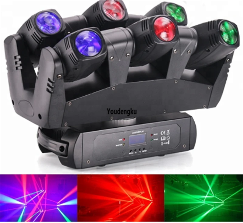 8pcs led spider beam moving head light 6x10w spider led beam moving head light RGBW 4in1 mini beam moving head led light