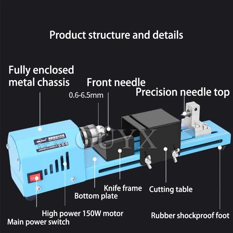 

7 Level Max 7000RPM Adjustable Speed 150W Rate Mini Lathe Beads Machine Polisher Table Saw Mini DIY Wood Lathe Kit Accessory