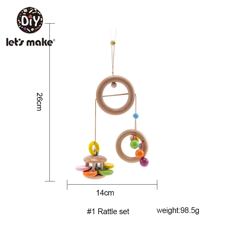 Let's make 1pc Mobile Wooden Ball Rattle Set Bed Stroller Baby Toys 0-12 Month Spiral Baby Hanging Crib Mobile Bed Bell For Baby