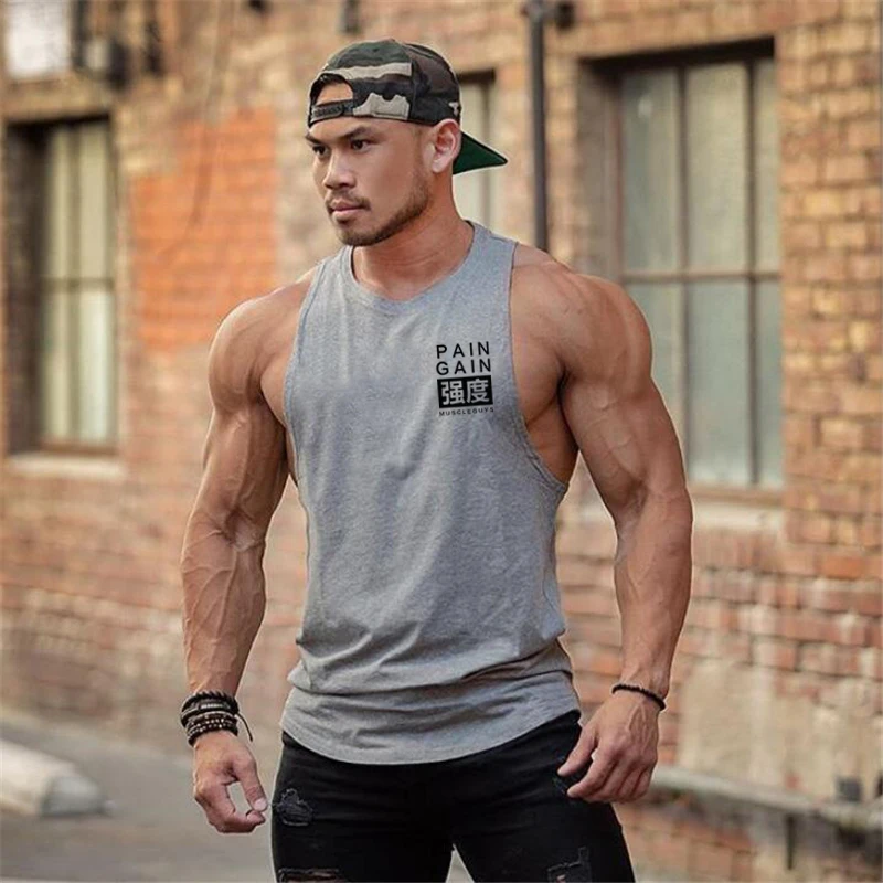 Brand Clothing Men Gym Singlet Muscle Stringer Tank Tops Fitness Sports Sleeveless Shirt Y BACK Racer Workout Tops Vest