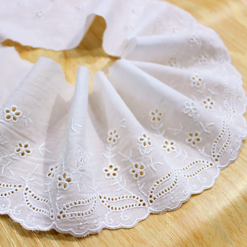 5 Yards/bag Cotton Hollow Embroidery Small Flowers Pure White Lace Wedding Accessories Fabric Width 9cm