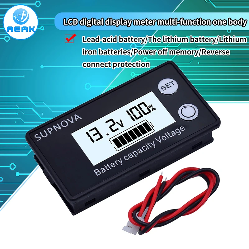 8-100V LCD Voltmeter Battery Car Power Detection Digital Display Lithium Lead Acid Battery Residual Capacity Display