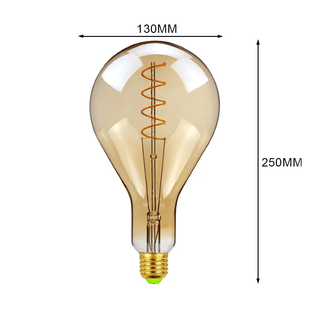 A130 big edison led bulb E27 spiral light amber retro saving lamp vintage filament Edison lamp led light chandelier 220V 4W PS42