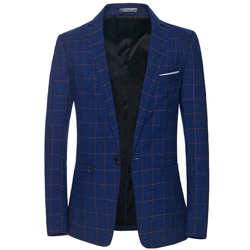 

Men Nice Brand Clothing Jacket Spring Suit Male Business Casual Grid Blazer Vogue Slim Fit Blazers Coat Size S-3XL