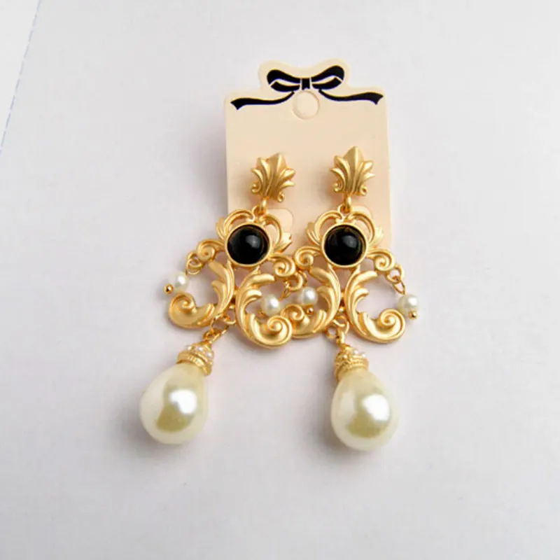 Retro Luxury Baroque Bride Earring For Women Euramerican Palace Vintage Pop Pearl Earrings