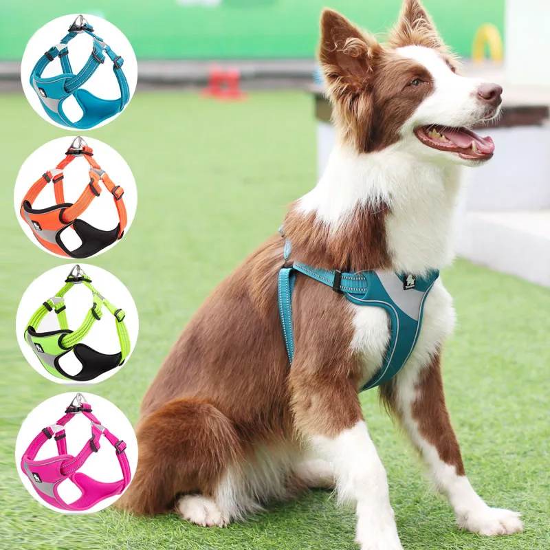 Truelove Adjustable Easy on Dog Pet Harness Outdoor Adventure Reflective Dog Halter Protective Nylon Walking Dog Harness Vest