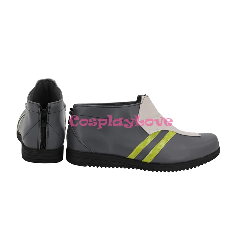 CosplayLove OW Gioco 2 Shimada Genji Scarpe grigie Cosplay Stivali lunghi in pelle realizzati su misura per la festa di Natale di Halloween