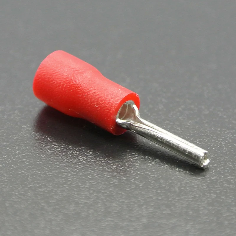 50PCS Insulated Pin Terminals Electrical Splice Crimp Connector Auto Wiring PTV1.25-10  PTV2-10 PYV3.5-10 PTV5.5-13