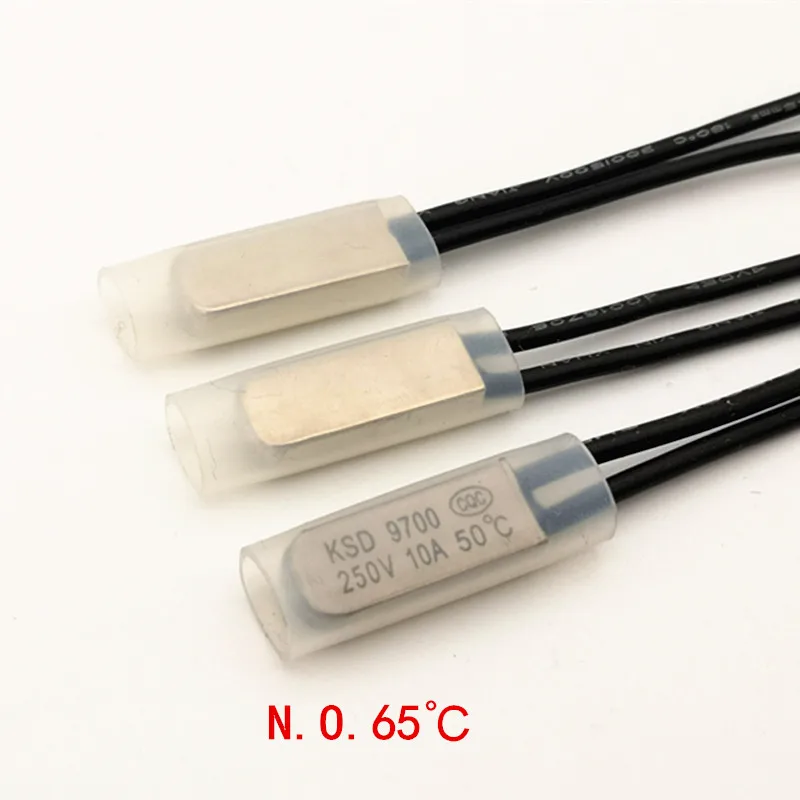 

100pcs/lot 65C KSD9700 Normally Open Thermostat, Temperature Switch, NO65Celsius, Bimetal Disc.