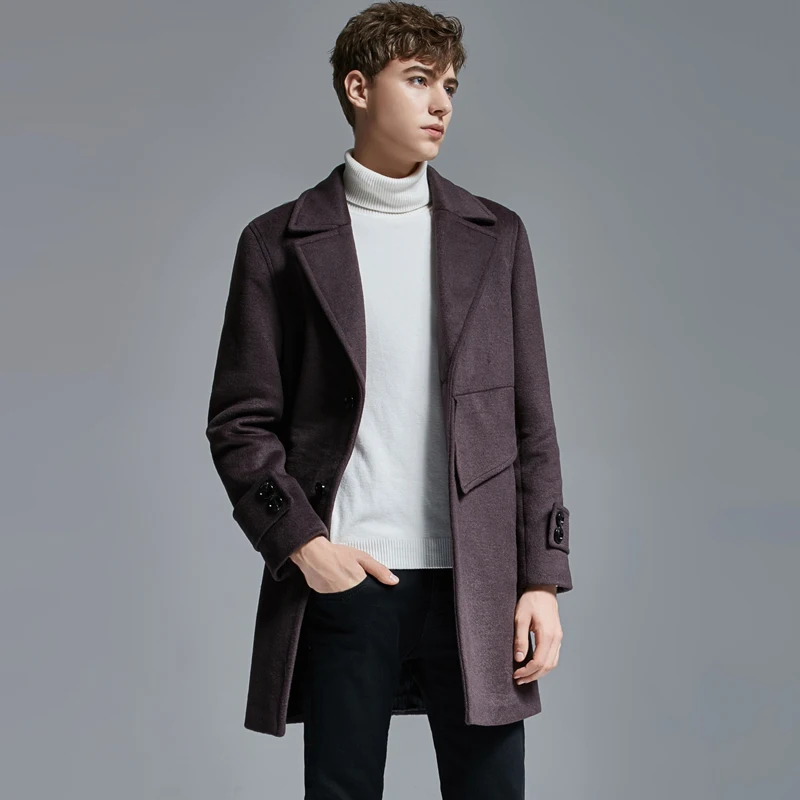 

New Wool Male Trench Luxury Single Breasted Thicken Casual Mens Jackets And Coats Autumn Winter Man Coats Plus Size 6XL