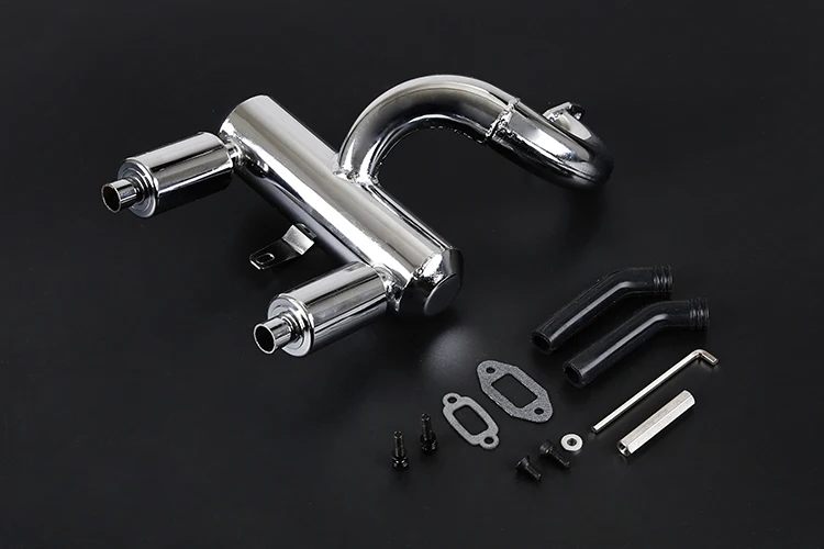 

Dual Outlet Tuned Exhaust Pipe with Muffler fit 29CC 30.5CC 32CC 36CC 45CC Engine for Rovan LT LOSI 5IVE-T