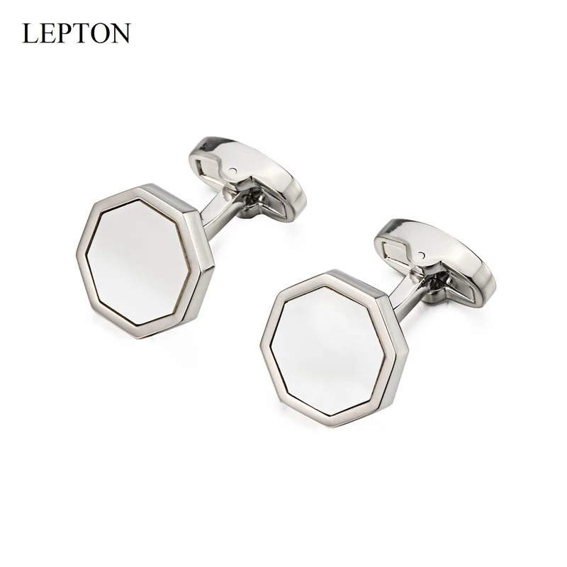 Lepton Mother of Pearl Cufflinks tuxedo studs Sets Fashion Shell Cufflink Collar Studs Cuff links Men Jewelry Drop Shipping