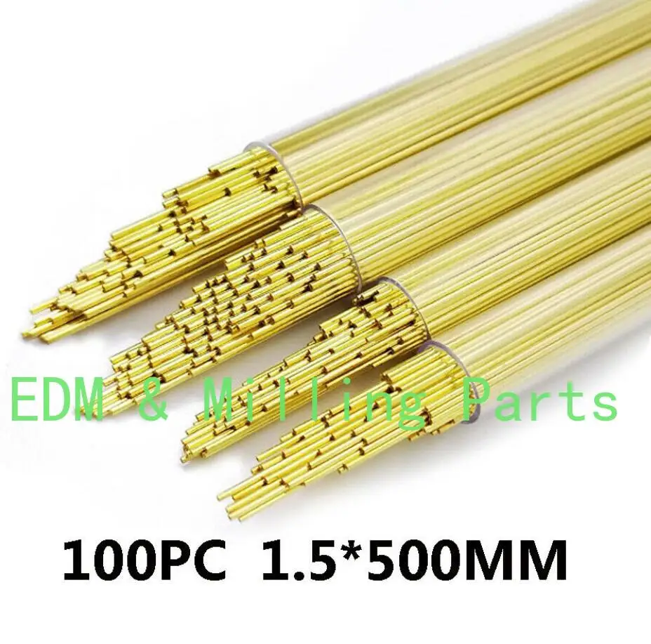 

100PCS CNC OD 1.5MMX500MM Brass Electrode Single-Channel Tube EDM Drilling Machine For EDM Puncher Mill Part