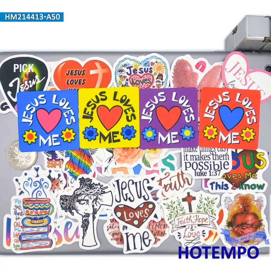 50PCS Retro Pattern God Hope Jesus Loves Me Slogan Funny Sticker for Phone Laptop Notebooks Luggage Skateboard Bike Car Stickers