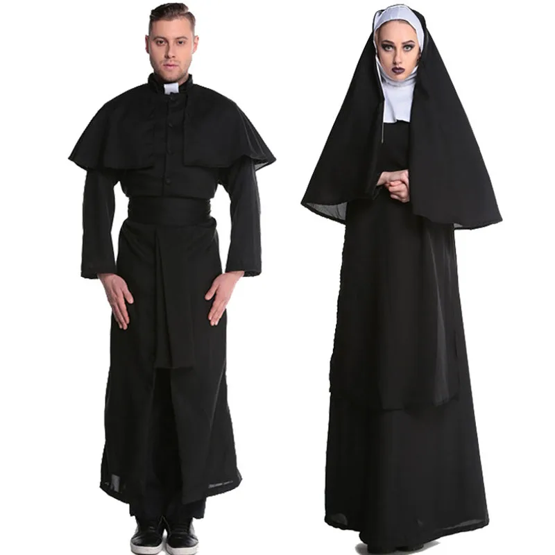 

Adult Priest Nun Costume Halloween Costumes for Women Men Blessed Virgin Mary Clothing Church Costume Carnival Stage costume