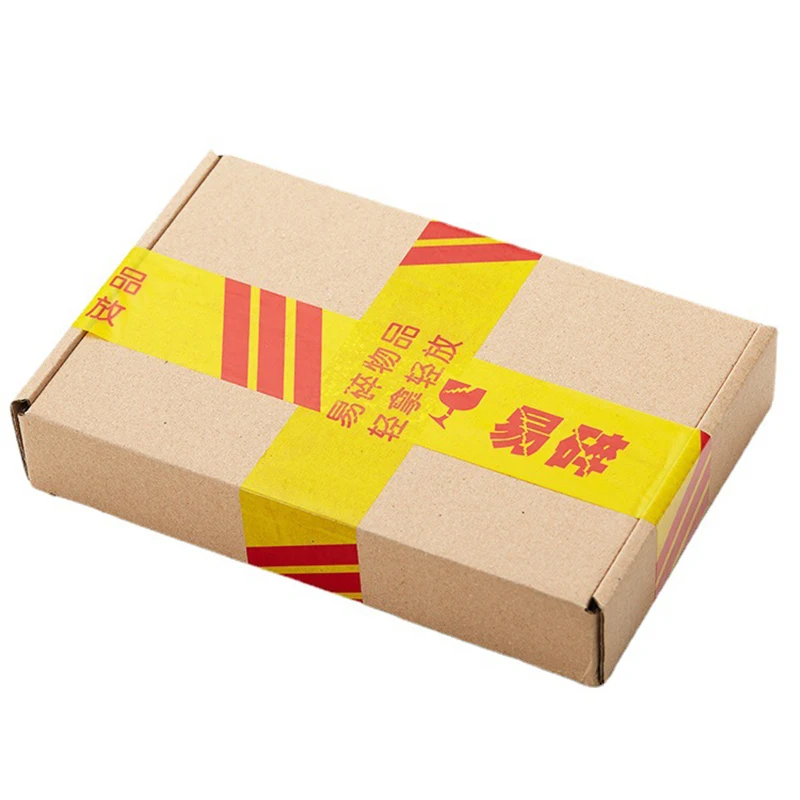 Red Fragile Sealing Tapes Fragile Take It Lightly Adhesive Tape Yellow BOPP Packing Tape for Courier Paper Box 4.5cm x 100Y