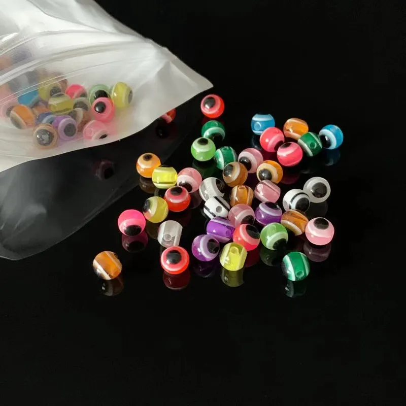 Perles œil de poisson de couleur mixte, 50 pièces, 4/6/8mm, matériel acrylique pour pêche au bar, Kit de bricolage