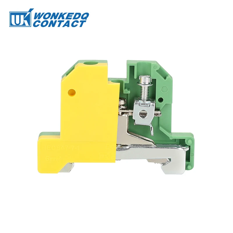 10Pcs EK 6/35 Screw Ground Connection Terminals SAK 6 mm² Wire Electrical Connector Mount on Din Rail Terminal Block EK6/35