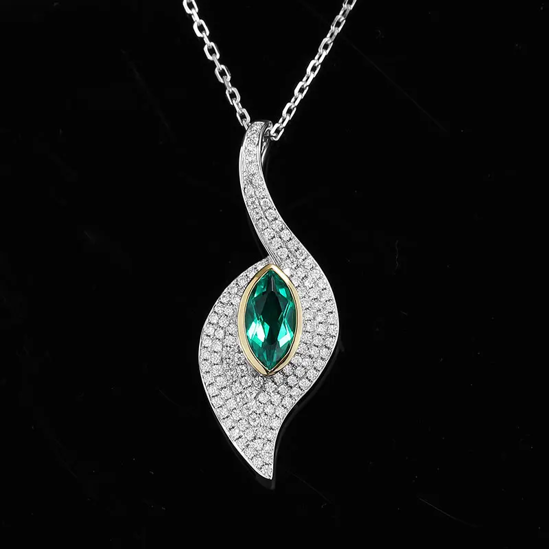 

Lab Created Emerald Necklace Jewelry MS-048