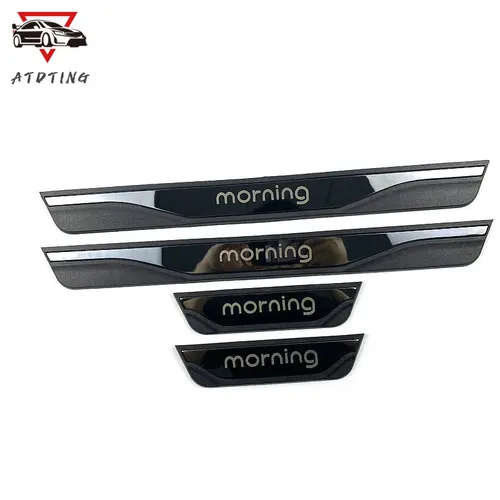Imagen 2 del producto para Kia Morning 2017 2018 2019 2020 2021 2022 Cubierta de umbral de puerta de acero inoxidable, Protector de placa de desgaste, embellecedor de estilo