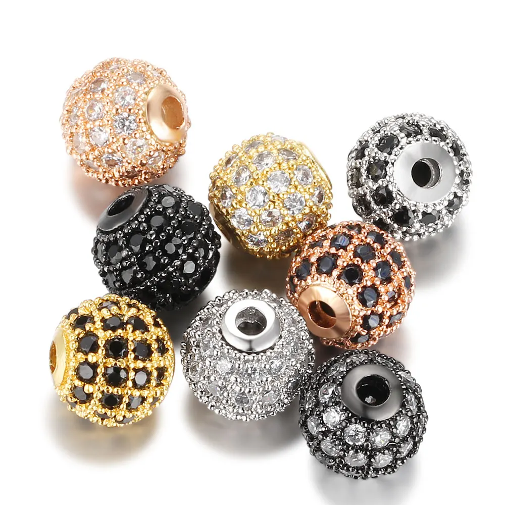 Chang CZ Ball Beads for Men, Micro Pave, DIY Spacer Beads, Bracelets for Beaded, Jewelry, Wholesale, 3Pcs per Lot, 316