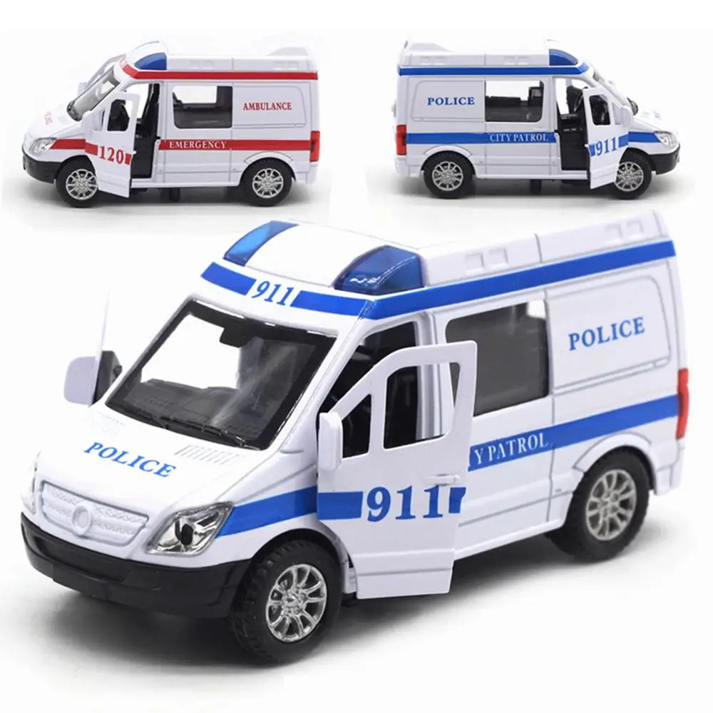 Alloy Pull Back Toy Car Model Emergency Ambulance Rescue Car Model Educational Diecasts & Toy Vehicles Toys for Children