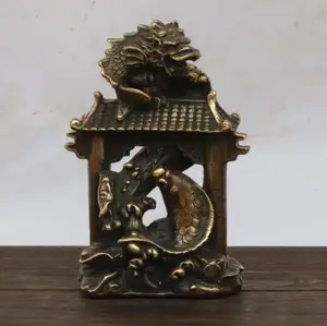 China brass carp leaped over dragon gate crafts statue