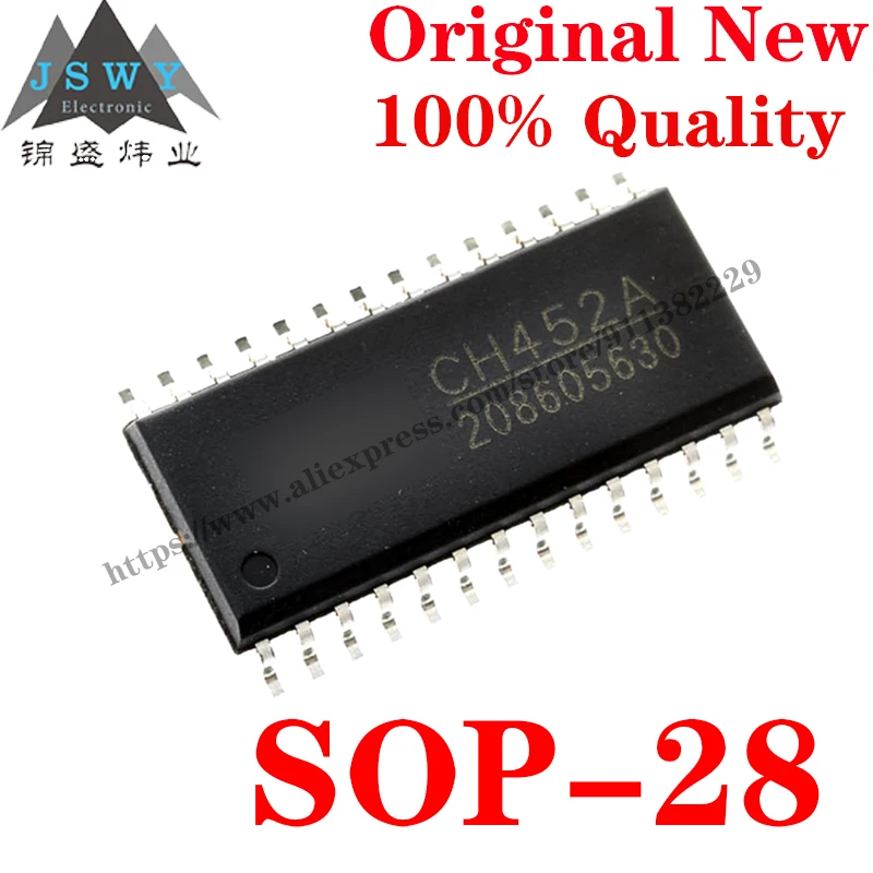 

10~50 PCS CH452A SOP-28 digital tube display driver and keyboard scanning control IC Chip with for module arduino Free Shipping