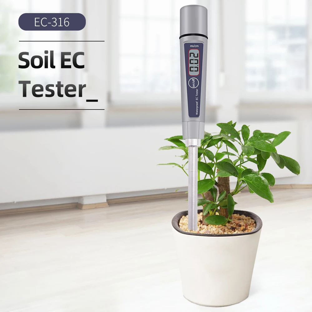 EC-316 Soil EC Tester ATC 4 Digital LCD 0-4.00 mS/cm Aquarium Swimming Pool Hydroponic Laboratory Food Conductivity Meter