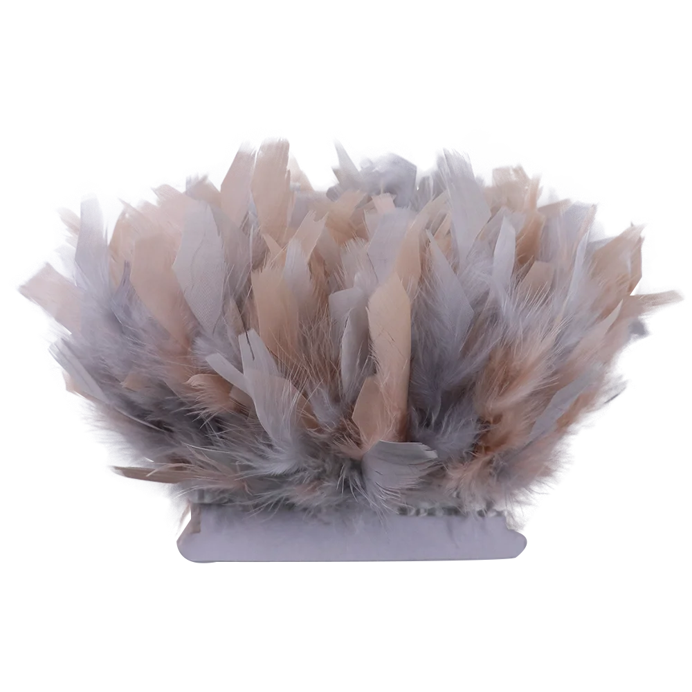 1M Bicolor Turkey Feathers Trim for Wedding  Party Dress Decoration 6-8