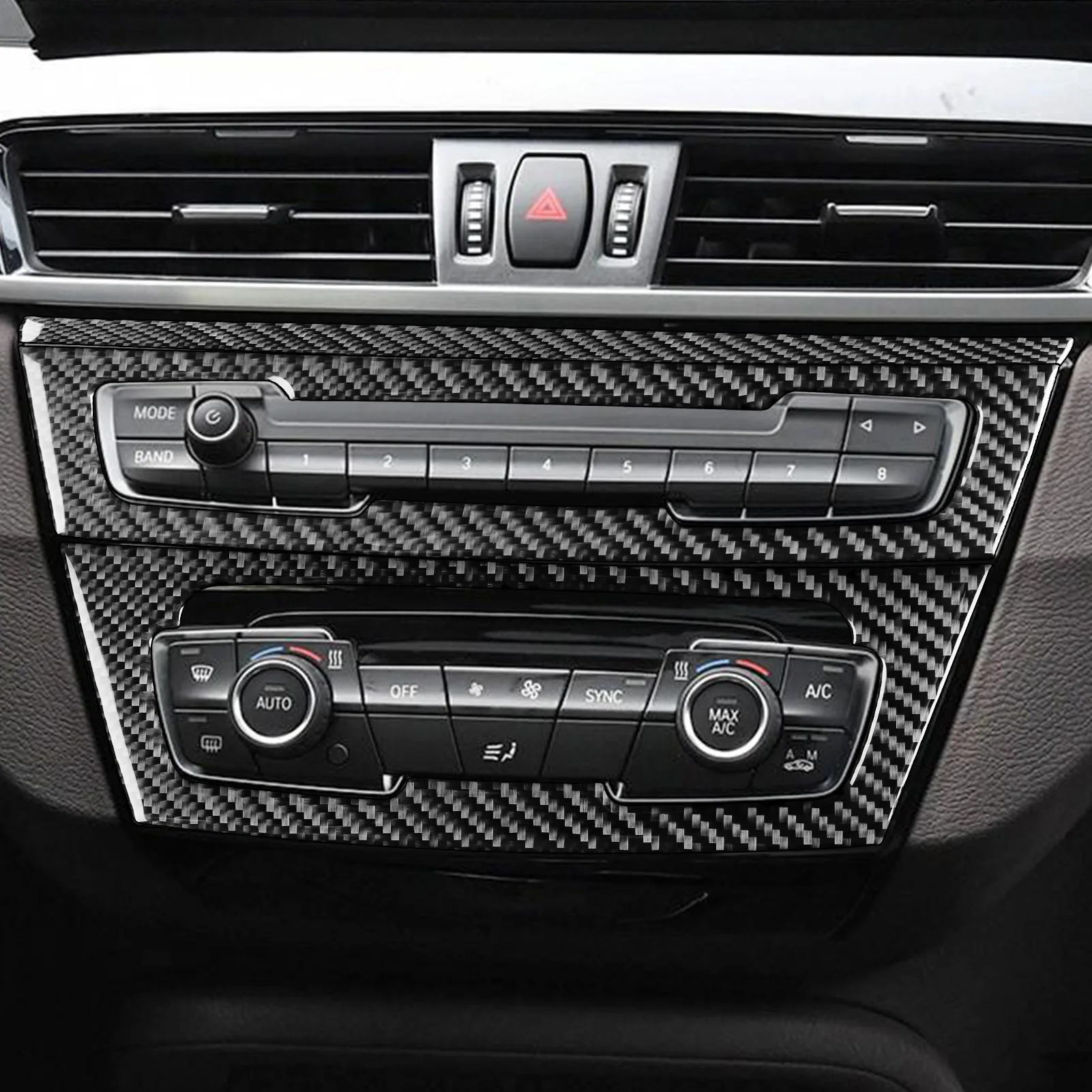 For BMW X1 F48 X2 F39 2018-2021 Real Carbon Fiber Sticker Radio CD Outlet Shift Lift Panel Car inside decorative Accessories